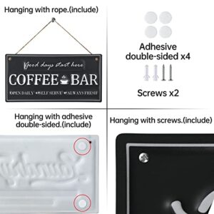 Coffee Signs For Coffee Bar.Metal Coffee Bar Sign Decor, Good Days Start Here,14" x 7". Coffe Bar Assecories, Hanging Coffee Sign for Farmhouse Kitchen Wall Decorations. Cocina De Cafe.(White)