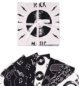 soimoi rock music print precut 5-inch cotton fabric quilting squares charm pack diy patchwork sewing craft- white & black