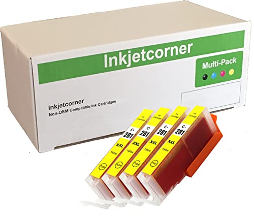 Inkjetcorner Compatible Ink Cartridge Replacement for CLI-281Y CLI 281 XXL for use with TR8620 TR8622 TR8620A TS6320 TR7520 TR8520 TS9120 TS8320 TS8322 (Yellow, 4-Pack)