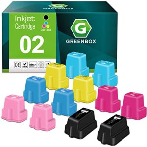 GREENBOX Compatible Ink Cartridges Replacement for HP 02 for HP Photosmart D7155 D7160 D7245 D7255 Black Cyan Magenta Yellow Light Cyan Light Magenta