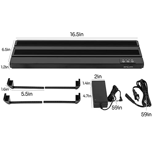 REPTI ZOO Dimming LED Aquarium Light Hood, LED UVB Reptile Light and LED Colorful Lights for Reptile Aquarium Tank Day and Night Use, 6 Flash Modes & Modular Plug Install