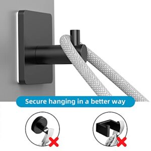 HITSLAM Adhesive Hooks Heavy Duty Self Adhesive Towel Hooks, Stick on Wall Hooks for Hanging Towels, Waterproof 304 Stainless Steel Shower Hooks for Bathroom, Towel Hanger Matte Black 4 Packs