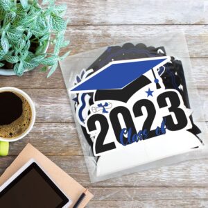 LINGTEER Congrats Grad,Class of 2023 Graduation Table Honeycomb Centerpieces - 8 pcs 2023 Graduation Party Decorations Sign - Blue.