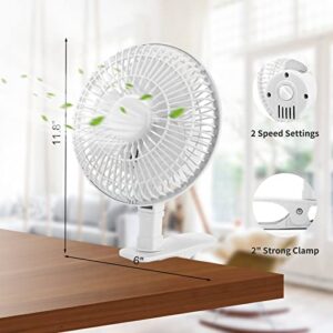 BREEZE LIVING 6 inch Desk Fan, Table Fan Small Electric Clip On Fan with Adjustable Tilt 2 Speed Setting Portable for Home/Office/Bedroom