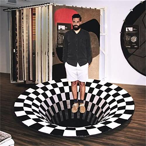 XYYYDS 3D Carpet Bottomless Hole Optical Illusion Area Rug,Carpet Floor Door Mat Anti-Slip for Living Room Bedroom Office Dining Room Carpet Home Floor Mat (B,60 * 60cm)