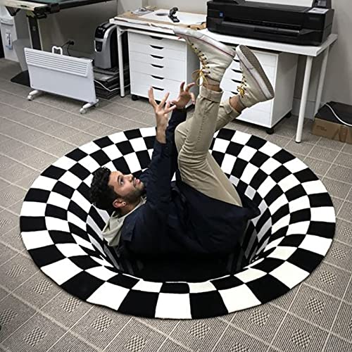 XYYYDS 3D Carpet Bottomless Hole Optical Illusion Area Rug,Carpet Floor Door Mat Anti-Slip for Living Room Bedroom Office Dining Room Carpet Home Floor Mat (B,60 * 60cm)