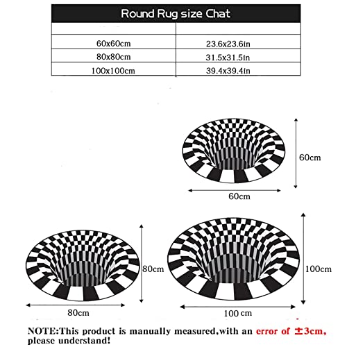 XYYYDS 3D Carpet Bottomless Hole Optical Illusion Area Rug,Carpet Floor Door Mat Anti-Slip for Living Room Bedroom Office Dining Room Carpet Home Floor Mat (B,60 * 60cm)