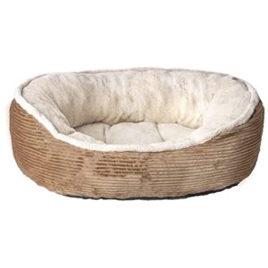 Bellwe Cat Bed, Dog Bed for Small Dogs Plush Round Puppy Bed Non-Slip Bottom Machine Washable Cushion Oval Shape 20/24inch