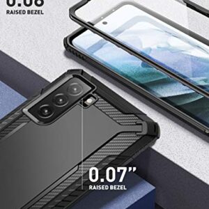 Clayco Xenon Case for Samsung Galaxy S21 FE 5G, [Built-in Screen Protector] Full-Body Rugged Cover Compatible with Fingerprint Reader, 6.4 inch 2022 Release (Black)