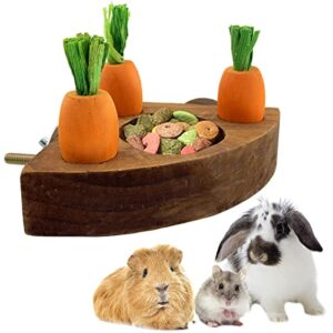 cooshou hamsters feeder bowl small animals guinea pigs corner wooden feeder dishes with 3pcs carrots cage feeder for guinea pigs, hamster, chinchilla hedgehog gerbil