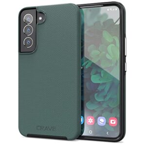 crave dual guard for samsung galaxy s22 5g case, shockproof protection dual layer - forest green