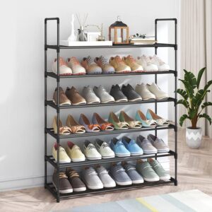 yssport 6 tiers shoe rack for closet, free standing shoe rack space saving shoes storage shelf, stackable shoe shelf for 24 pairs space