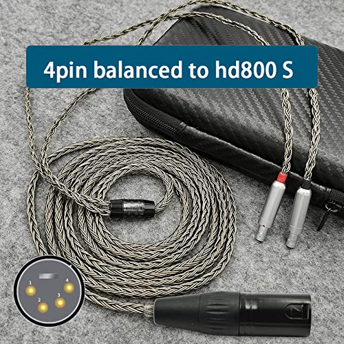 Nothers 4pin XLR Balanced OCC Silver Mixed Audio Cable Compatible Upgrade for sennheiser hd 800 s hd800 hd800s HD820s HD820 Dharma D1000 Earphone with Headphone Amplifier (2.5m(8.2ft))