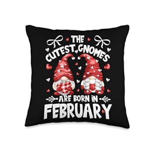 cute birthday gnome gifts for gardener legends valentines day birthday gnomes for women born in february throw pillow, 16x16, multicolor