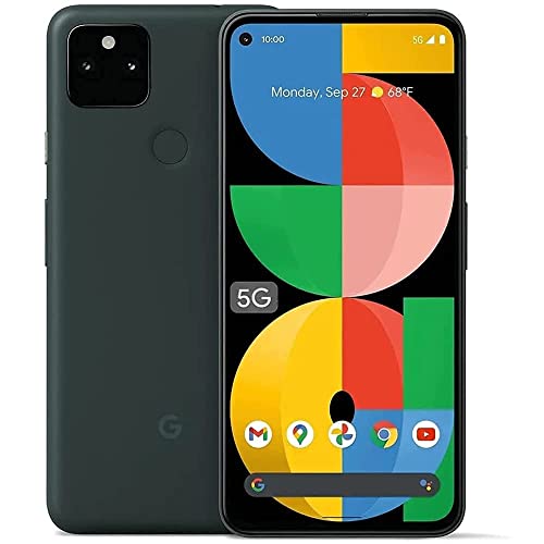 Google Pixel 5a with 5G (128GB, 6GB) 6.34" OLED, Snapdragon 765G, 4K Dual Camera, IP67 Water Resistant, Volte Fully Unlocked (T-Mobile, AT&T, Verizon, Global) (w/Fast Car Charger, Black) (Renewed)