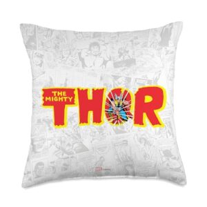 marvel mighty thor retro comic book throw pillow, 18x18, multicolor