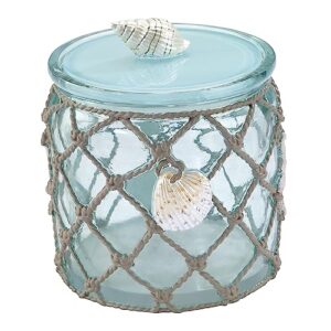 avanti linens - covered jar, resin countertop organizer, beach inspired bathroom accessories (seaglass collection)
