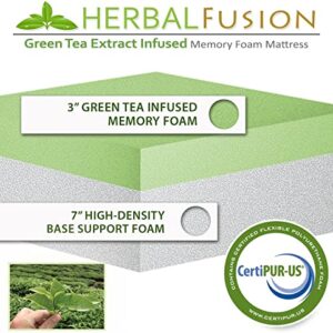 AC Pacific Herbal Fusion Collection Green Tea Infused Polyester Memory Foam Mattress Made in USA, Eastern King Deluxe, White