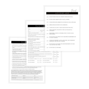 Facial Intake, Consent, and Aftercare Form | 75 Pack | 8.5 x 11" A1 Forms | Clients Signature | 25 Intake Forms, 25 Consent Forms, 25 Aftercare Forms | Minimalist Design