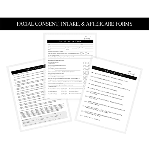 Facial Intake, Consent, and Aftercare Form | 75 Pack | 8.5 x 11" A1 Forms | Clients Signature | 25 Intake Forms, 25 Consent Forms, 25 Aftercare Forms | Minimalist Design