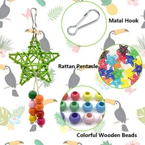 CooShou Bird Nest Coconut Woven Straw, Natural Coconut Pet Bird Cage with Green Straw Rope Woven Cover，Bird Nesting for Small Parrot, Parakeet Conures Cockatiel, Lovebird, Finches