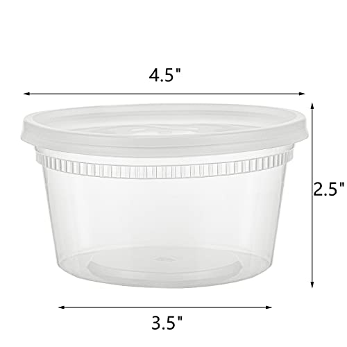 Lawei 70 Pack Plastic Deli Food Containers with Lids - 12 Oz Food Storage Containers Freezer Deli Cups for Soup, Party Supplies, Meal Prep and Portion Control