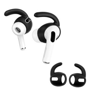 Micro Traders 3 Pairs of Silicone Ear Hooks Compatible with AirPods Pro 2019 Headphone Anti-Slip Secure Holder Protector Covers Headset Anti-Lost Accessories Black