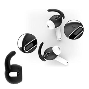 Micro Traders 3 Pairs of Silicone Ear Hooks Compatible with AirPods Pro 2019 Headphone Anti-Slip Secure Holder Protector Covers Headset Anti-Lost Accessories Black