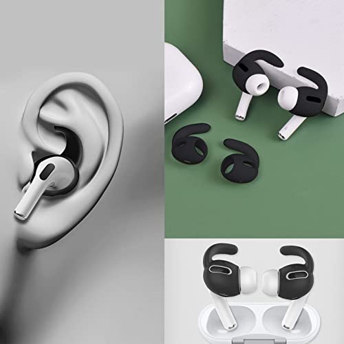 Micro Traders 3 Pairs of Silicone Ear Hooks Compatible with AirPods Pro 2019 Headphone Anti-Slip Secure Holder Protector Covers Headset Anti-Lost Accessories Black