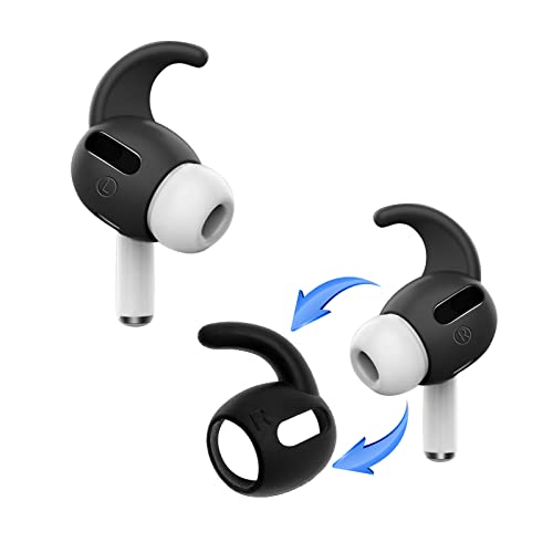 Micro Traders 3 Pairs of Silicone Ear Hooks Compatible with AirPods Pro 2019 Headphone Anti-Slip Secure Holder Protector Covers Headset Anti-Lost Accessories Black