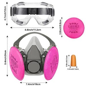 DADUMK Reusable Half Facepiece Painting Respirator, Face Cover Set Used for Paint, Dust, Chemical, Woodworking and Organic Vapor Gas