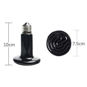 Qiningxia Pet Ceramic Heating Lamp 25W 50W 75W 100W 150W 200W IR Heat Emitter Bulb, Black