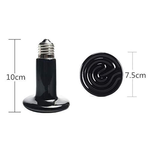 Qiningxia Pet Ceramic Heating Lamp 25W 50W 75W 100W 150W 200W IR Heat Emitter Bulb, Black