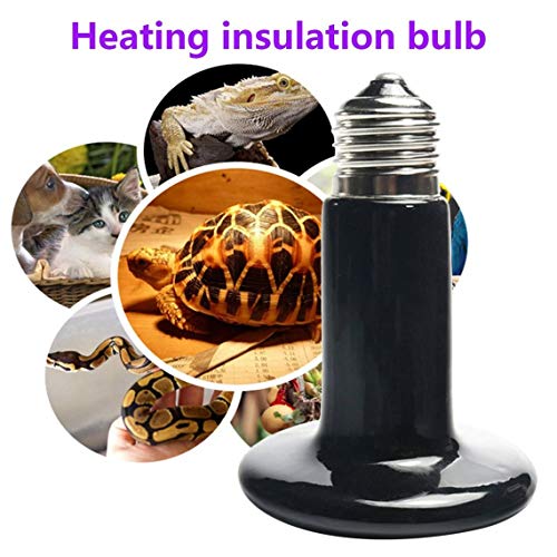 Qiningxia Pet Ceramic Heating Lamp 25W 50W 75W 100W 150W 200W IR Heat Emitter Bulb, Black