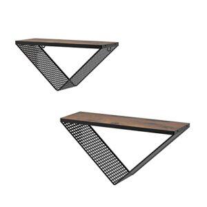 exyglo triangle floating wall mounted shelves for plants storage bathroom bedroom living room, set of 2
