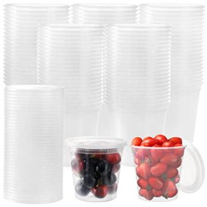 lawei 60 pack plastic deli food containers with lids - 24 oz food storage containers freezer deli cups for soup, party supplies, meal prep and portion control