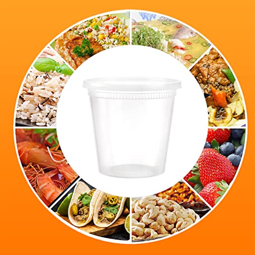 Lawei 60 Pack Plastic Deli Food Containers with Lids - 24 Oz Food Storage Containers Freezer Deli Cups for Soup, Party Supplies, Meal Prep and Portion Control