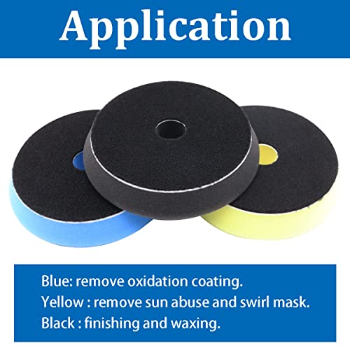 Seamaka Polishing Pads, Blue 5'' Orbital Buffer Pads Medium Buffing Sponge Pads Polishing Foam Pad for Light Cut & Polishing Pad, Final Cutting, Polishing Or Glazing Clear Coat Surfaces O-012-B