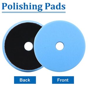 Seamaka Polishing Pads, Blue 5'' Orbital Buffer Pads Medium Buffing Sponge Pads Polishing Foam Pad for Light Cut & Polishing Pad, Final Cutting, Polishing Or Glazing Clear Coat Surfaces O-012-B