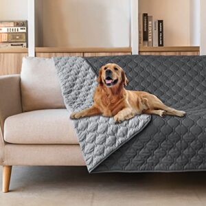 gogobunny 100% double-sided waterproof dog bed cover pet blanket sofa couch furniture protector for kids children dog cat, reversible (52x82 inch (pack of 1), dark grey/light grey)