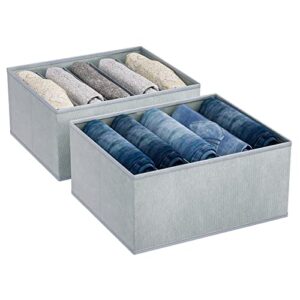 dimj jeans organizer for closet, 5-cell wardrobe clothes organizer, clothes drawer organizer for clothing, closet organizers and storage for jeans, t-shirts, sweater, 2 packs (grey)