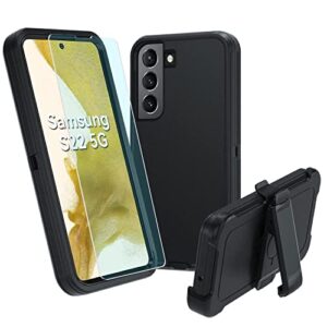 nufr galaxy s22 5g case,samsung s22 heavy duty case,[military grade protective ],[shockproof] [dropproof] [dust-proof], compatible with samsung galaxy s22 5g (black)