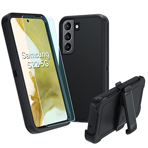 NUFR Galaxy S22 5G case,Samsung S22 Heavy Duty case,[Military Grade Protective ],[Shockproof] [Dropproof] [Dust-Proof], Compatible with Samsung Galaxy S22 5G (Black)