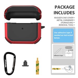 Winproo Armor Airpods 3rd Generation Case Cover with Keychain, Military Hard Shell Full-Body Shockproof Protective Case Skin for Airpods 3rd Gen [Red]