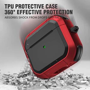 Winproo Armor Airpods 3rd Generation Case Cover with Keychain, Military Hard Shell Full-Body Shockproof Protective Case Skin for Airpods 3rd Gen [Red]