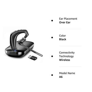 EKVANBEL Bluetooth Headset V5.1, Wireless Headset for Computer with 500mAh Charging Case, Bluetooth Earpiece with Noise Canceling Mic for Driving and Office. (USB-A Bluetooth Adapter Included)