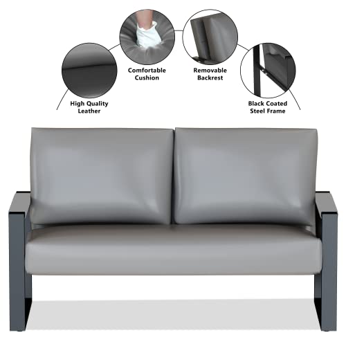 Hooseng Modern Leather Loveseat Sofa, Living Room 2 Seater Sofa Couch with Extra-Large Ergonomic Cushion, Sturdy Metal Frame w/Anti-Scratch Foot Mats for Apartment, Small Space