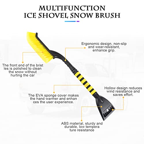 Fekey&JF 25" Snow Brush with Ice Scraper for Car, Detachable Scraper Snow Cleaner for Car Windshield with Foam Grip, No Scratches to Car, Snow & Ice Removal Tool for Cars, SUVs, Trucks