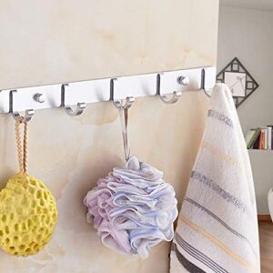 Qiningxia Space Aluminum Hooks Bar Coat Hat Clothes Robe Holder Rack 5 Hooks Wall Hanger, Silver