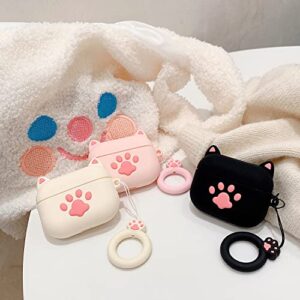 Compatible with Airpods 3 Case,Cute 3D Cartoon Cat Paw Soft Silicone Airpods 3 Case Cover,Kawaii Cat Ear Fun Lovely Design Cover,Cases for Girls Kids Teens Women Air pods 3(2021) (Black)